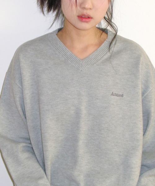 AMESWORLDWIDE（アメスワールドワイド）の「A'GEM/9 × .kom 『AMESWORLDWIDE/アメスワールドワイド』 BASIC V NECK KNIT/ベーシックVネックニット（ニット/セーター・レディース・ブルー/グレー/ライトブルー/グリーン・M/S）」の2枚目の写真