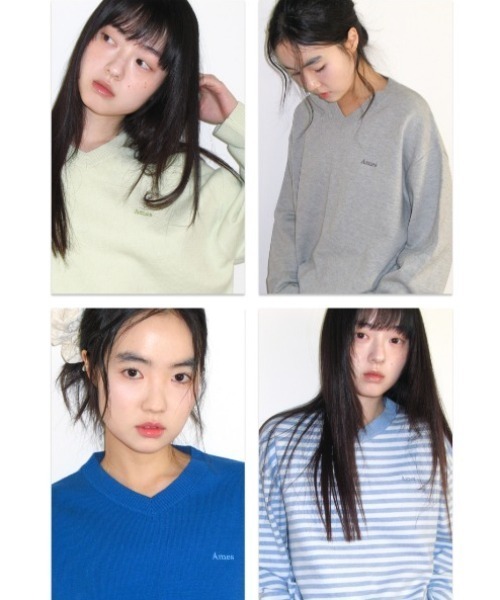 AMESWORLDWIDE（アメスワールドワイド）の「A'GEM/9 × .kom 『AMESWORLDWIDE/アメスワールドワイド』 BASIC V NECK KNIT/ベーシックVネックニット（ニット/セーター・レディース・ブルー/グレー/ライトブルー/グリーン・M/S）」の5枚目の写真