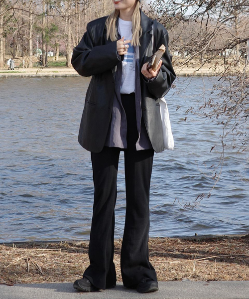 OUTDOOR PRODUCTS（アウトドアプロダクツ）の「miller Prib Flare PT（スラックス・レディース・チャコールグレー/ブラック・FREE）」の4枚目の写真