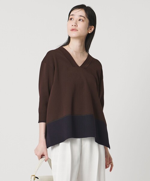 UNITED ARROWS(ユナイテッドアローズ)の「ミニマル 2WAY ニット ‐ウォッシャブル‐(ニット/セーター・レディース・ネイビー/グレー系/ダークブラウン・FREE)」の2枚目の写真