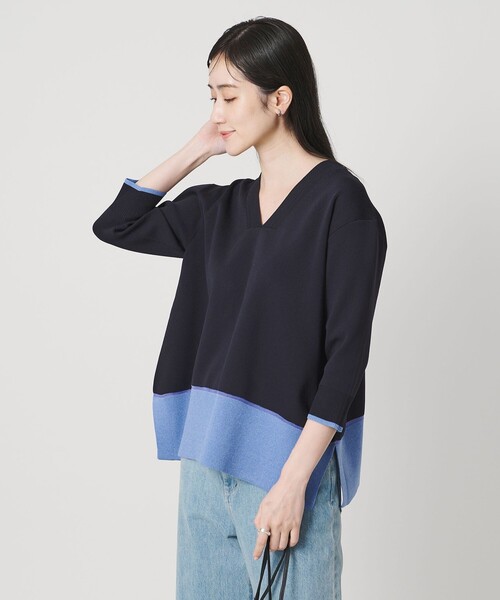 UNITED ARROWS(ユナイテッドアローズ)の「ミニマル 2WAY ニット ‐ウォッシャブル‐(ニット/セーター・レディース・ネイビー/グレー系/ダークブラウン・FREE)」の3枚目の写真