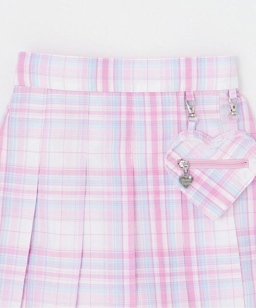 mezzo piano(メゾピアノ)の「ハートポーチつき ラップ風チェック キュロットスカート(その他パンツ・キッズ・ピンク/サックスブルー・140cm/130cm/120cm/110cm)」の16枚目の写真