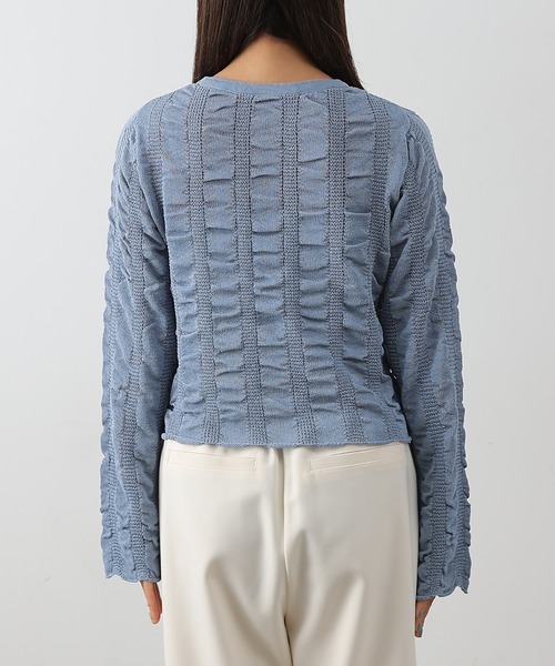 COLONY 2139(コロニートゥーワンスリーナイン)の「ギャザーシアーストライプニット(ニット/セーター・レディース・ライトグレー/ブルー/ブラック/アイボリー/イエロー・FREE)」の17枚目の写真