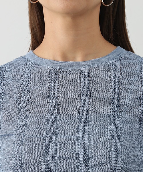 COLONY 2139(コロニートゥーワンスリーナイン)の「ギャザーシアーストライプニット(ニット/セーター・レディース・ライトグレー/ブルー/ブラック/アイボリー/イエロー・FREE)」の18枚目の写真