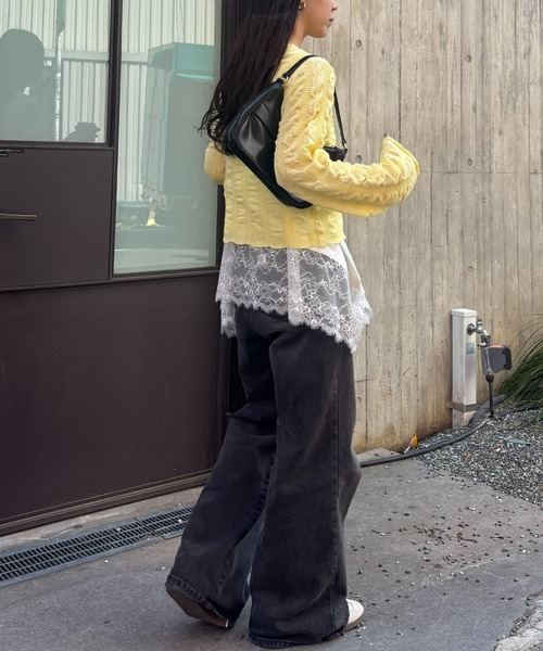 COLONY 2139(コロニートゥーワンスリーナイン)の「ギャザーシアーストライプニット(ニット/セーター・レディース・ライトグレー/ブルー/ブラック/アイボリー/イエロー・FREE)」の10枚目の写真