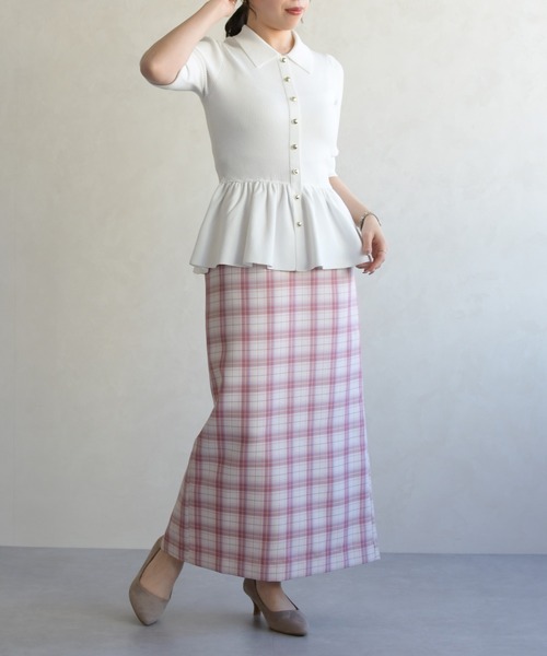 31 Sons de mode(トランテアン ソン ドゥ モード)の「2026春夏新作 襟付きペプラムニット(ニット/セーター・レディース・オフホワイト/ブルー/ピンク・フリ-)」の9枚目の写真