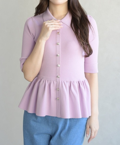 31 Sons de mode(トランテアン ソン ドゥ モード)の「2026春夏新作 襟付きペプラムニット(ニット/セーター・レディース・オフホワイト/ブルー/ピンク・フリ-)」の17枚目の写真