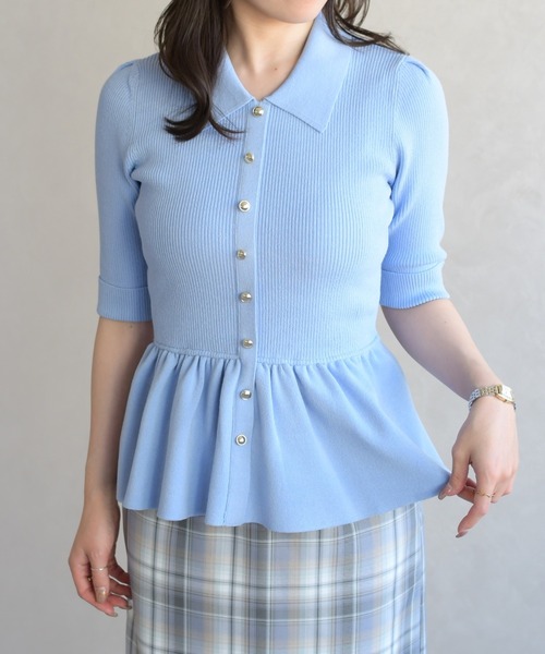 31 Sons de mode(トランテアン ソン ドゥ モード)の「2026春夏新作 襟付きペプラムニット(ニット/セーター・レディース・オフホワイト/ブルー/ピンク・フリ-)」の18枚目の写真