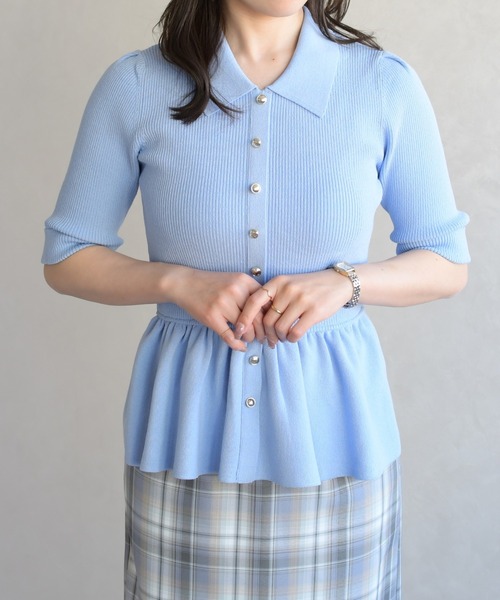 31 Sons de mode(トランテアン ソン ドゥ モード)の「2026春夏新作 襟付きペプラムニット(ニット/セーター・レディース・オフホワイト/ブルー/ピンク・フリ-)」の20枚目の写真