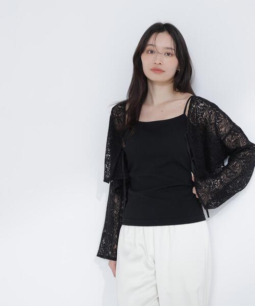 NATURAL BEAUTY BASIC（ナチュラルビューティーベーシック）の「◇カップ付インナーシリーズ バックシャンキャミソール（キャミソール・レディース・オフホワイト/ブラック・FREE）」の10枚目の写真