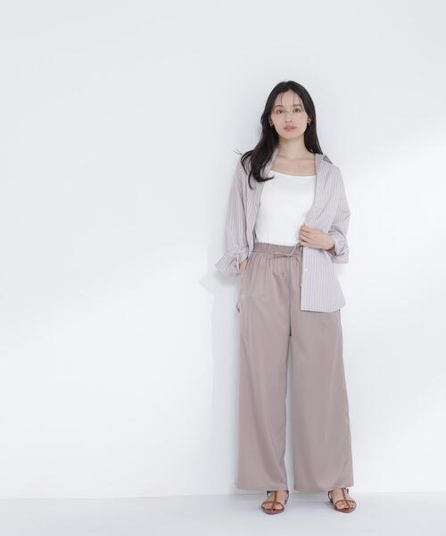 NATURAL BEAUTY BASIC（ナチュラルビューティーベーシック）の「◇カップ付インナーシリーズ バックシャンキャミソール（キャミソール・レディース・オフホワイト/ブラック・FREE）」の14枚目の写真