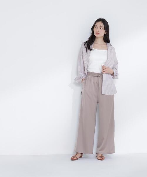 NATURAL BEAUTY BASIC（ナチュラルビューティーベーシック）の「◇カップ付インナーシリーズ バックシャンキャミソール（キャミソール・レディース・オフホワイト/ブラック・FREE）」の18枚目の写真