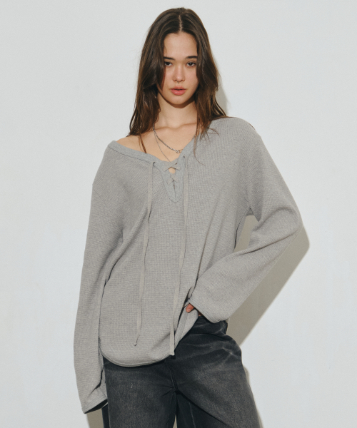 Midnight Move(ミッドナイトムーブ)の「waffle t (grey)(Tシャツ/カットソー・レディース・その他・FREE)」の1枚目の写真
