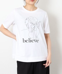 BRODIAEA バックシャンAライン 半袖プリントTシャツ 日本製