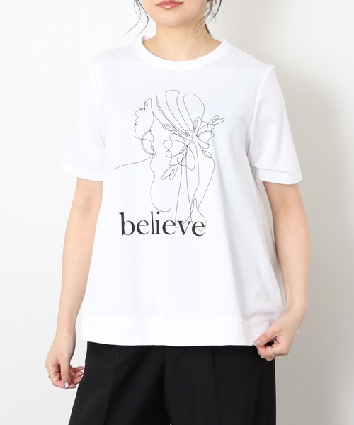 BRODIAEA(ブローディア)の「BRODIAEA バックシャンAライン 半袖プリントTシャツ 日本製(Tシャツ/カットソー・レディース・オフホワイト・40)」の18枚目の写真