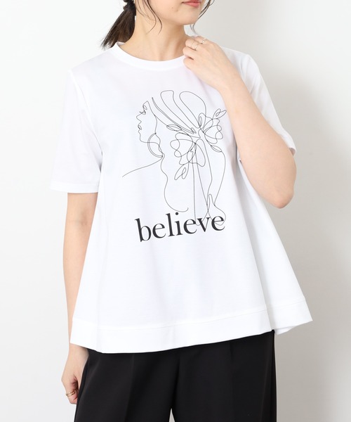 BRODIAEA(ブローディア)の「BRODIAEA バックシャンAライン 半袖プリントTシャツ 日本製(Tシャツ/カットソー・レディース・オフホワイト・40)」の19枚目の写真