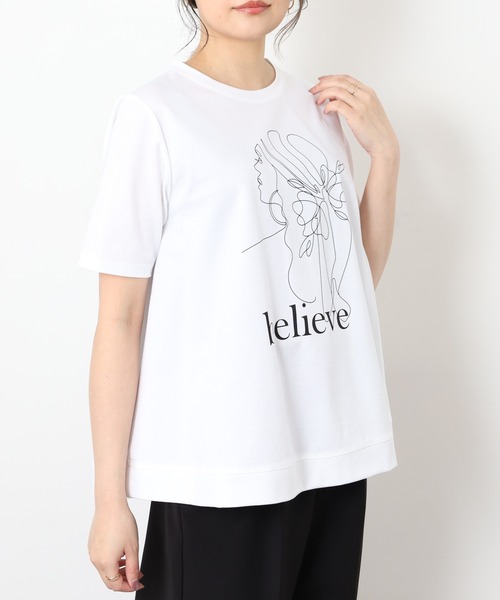 BRODIAEA(ブローディア)の「BRODIAEA バックシャンAライン 半袖プリントTシャツ 日本製(Tシャツ/カットソー・レディース・オフホワイト・40)」の20枚目の写真