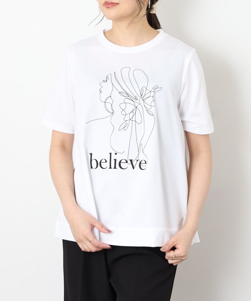 BRODIAEA(ブローディア)の「BRODIAEA バックシャンAライン 半袖プリントTシャツ 日本製(Tシャツ/カットソー・レディース・オフホワイト・40)」の21枚目の写真