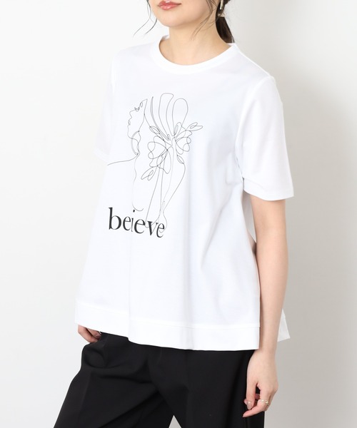 BRODIAEA(ブローディア)の「BRODIAEA バックシャンAライン 半袖プリントTシャツ 日本製(Tシャツ/カットソー・レディース・オフホワイト・40)」の22枚目の写真