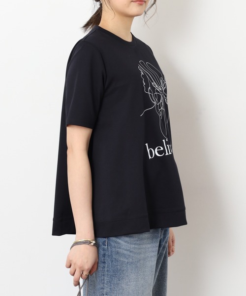 BRODIAEA(ブローディア)の「BRODIAEA バックシャンAライン 半袖プリントTシャツ 日本製(Tシャツ/カットソー・レディース・オフホワイト・40)」の4枚目の写真