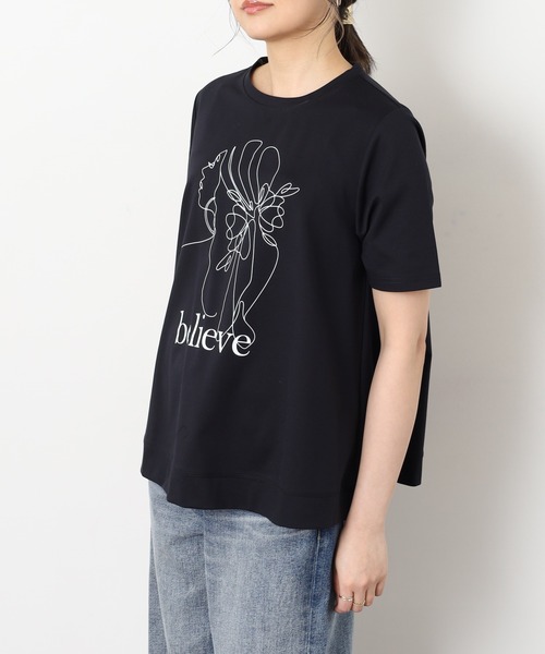 BRODIAEA(ブローディア)の「BRODIAEA バックシャンAライン 半袖プリントTシャツ 日本製(Tシャツ/カットソー・レディース・オフホワイト・40)」の5枚目の写真