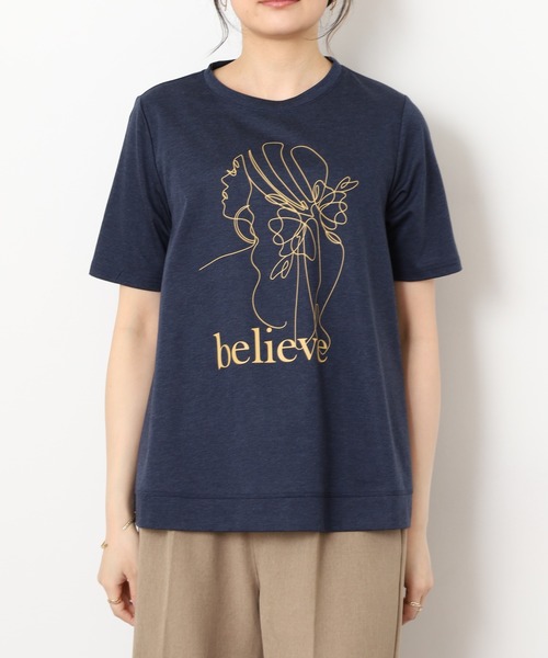BRODIAEA(ブローディア)の「BRODIAEA バックシャンAライン 半袖プリントTシャツ 日本製(Tシャツ/カットソー・レディース・オフホワイト・40)」の16枚目の写真