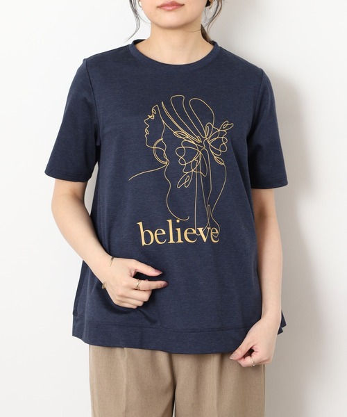 BRODIAEA(ブローディア)の「BRODIAEA バックシャンAライン 半袖プリントTシャツ 日本製(Tシャツ/カットソー・レディース・オフホワイト・40)」の9枚目の写真