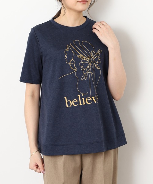 BRODIAEA(ブローディア)の「BRODIAEA バックシャンAライン 半袖プリントTシャツ 日本製(Tシャツ/カットソー・レディース・オフホワイト・40)」の10枚目の写真