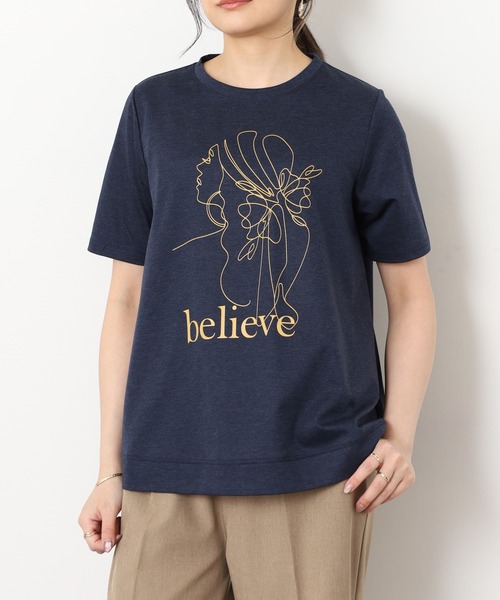BRODIAEA(ブローディア)の「BRODIAEA バックシャンAライン 半袖プリントTシャツ 日本製(Tシャツ/カットソー・レディース・オフホワイト・40)」の11枚目の写真