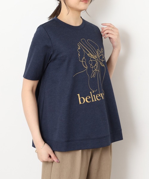 BRODIAEA(ブローディア)の「BRODIAEA バックシャンAライン 半袖プリントTシャツ 日本製(Tシャツ/カットソー・レディース・オフホワイト・40)」の12枚目の写真