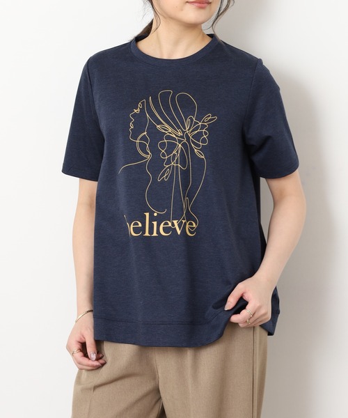BRODIAEA(ブローディア)の「BRODIAEA バックシャンAライン 半袖プリントTシャツ 日本製(Tシャツ/カットソー・レディース・オフホワイト・40)」の13枚目の写真