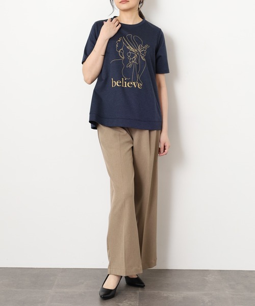 BRODIAEA(ブローディア)の「BRODIAEA バックシャンAライン 半袖プリントTシャツ 日本製(Tシャツ/カットソー・レディース・オフホワイト・40)」の15枚目の写真