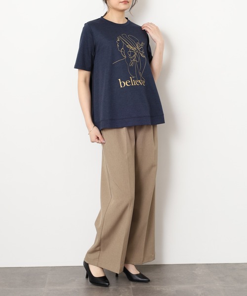 BRODIAEA(ブローディア)の「BRODIAEA バックシャンAライン 半袖プリントTシャツ 日本製(Tシャツ/カットソー・レディース・オフホワイト・40)」の14枚目の写真