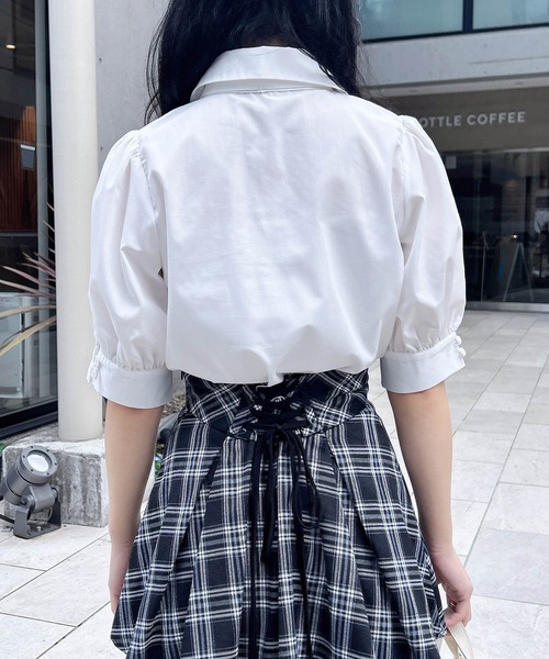 INGNI（イング）の「胸刺繍ボウタイ半袖ブラウス（シャツ/ブラウス・レディース・ブルー系1/ピンク/オフホワイト/サックスブルー/ブルー系8・M）」の10枚目の写真