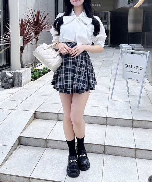 INGNI（イング）の「胸刺繍ボウタイ半袖ブラウス（シャツ/ブラウス・レディース・ブルー系1/ピンク/オフホワイト/サックスブルー/ブルー系8・M）」の11枚目の写真