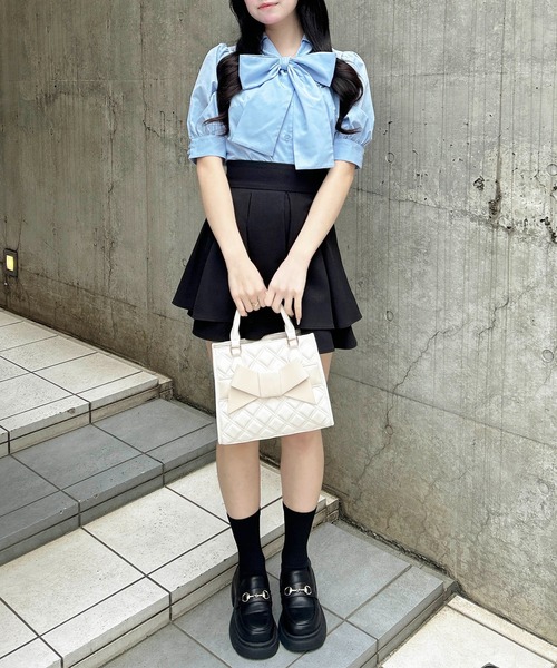 INGNI（イング）の「胸刺繍ボウタイ半袖ブラウス（シャツ/ブラウス・レディース・ブルー系1/ピンク/オフホワイト/サックスブルー/ブルー系8・M）」の18枚目の写真