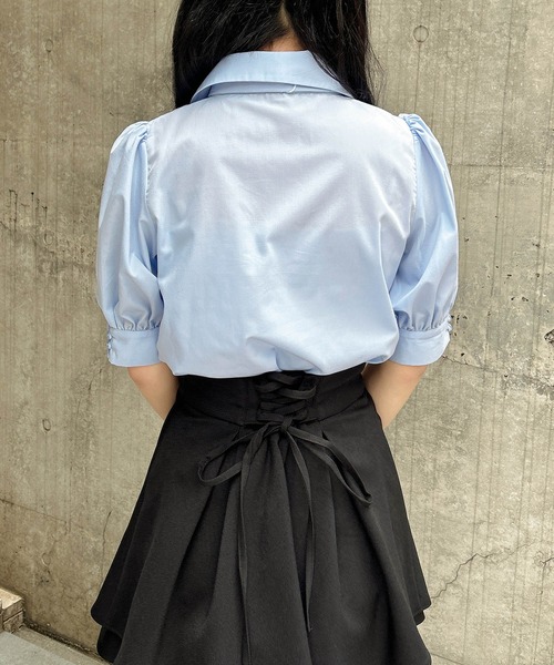 INGNI（イング）の「胸刺繍ボウタイ半袖ブラウス（シャツ/ブラウス・レディース・ブルー系1/ピンク/オフホワイト/サックスブルー/ブルー系8・M）」の17枚目の写真