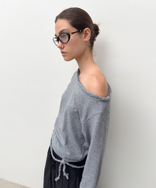 DIAGONAL(ダイアゴナル)の「BRAID STRING TOP (melange grey)(Tシャツ/カットソー・レディース・その他・FREE)」の1枚目の写真