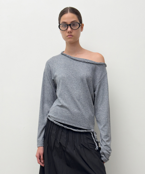 DIAGONAL(ダイアゴナル)の「BRAID STRING TOP (melange grey)(Tシャツ/カットソー・レディース・その他・FREE)」の2枚目の写真