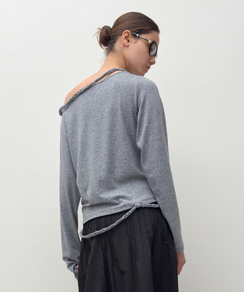 DIAGONAL(ダイアゴナル)の「BRAID STRING TOP (melange grey)(Tシャツ/カットソー・レディース・その他・FREE)」の3枚目の写真