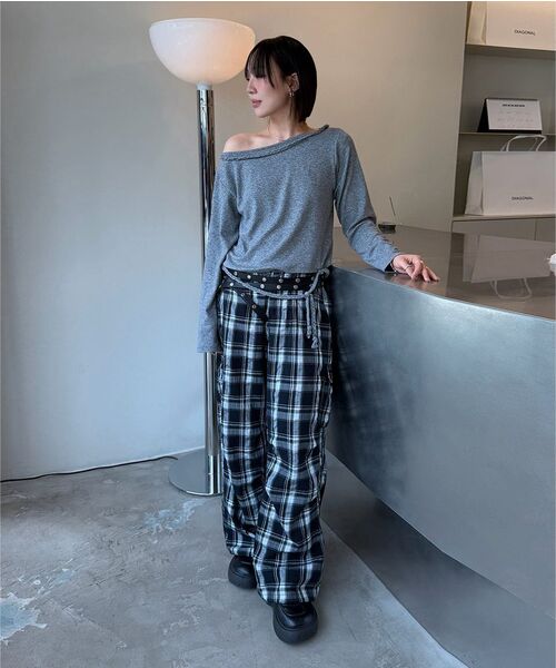 DIAGONAL(ダイアゴナル)の「BRAID STRING TOP (melange grey)(Tシャツ/カットソー・レディース・その他・FREE)」の8枚目の写真