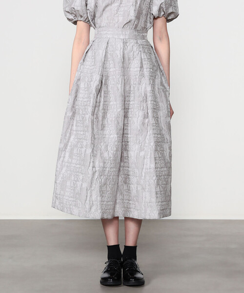 Bshop（ビショップ）の「eunoia | ジャガード タックスカート WOMEN（スカート・レディース・ブラック/グレー・S）」の9枚目の写真