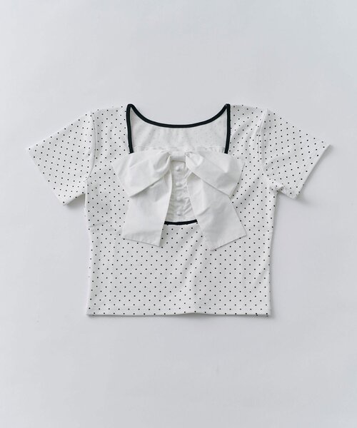 OLIVE des OLIVE(オリーブデオリーブ)の「【1枚で着回し】リボン映え半袖トップス(Tシャツ/カットソー・レディース・ピンク/ブラック/トップグレー/ミント/オフホワイト・FREE)」の17枚目の写真
