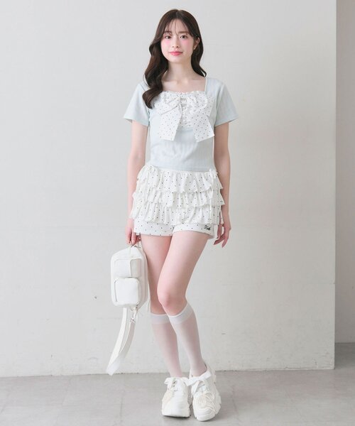 OLIVE des OLIVE（オリーブデオリーブ）の「リボン映え半袖トップス（Tシャツ/カットソー・レディース・ピンク/ブラック/トップグレー/ミント・FREE）」の10枚目の写真