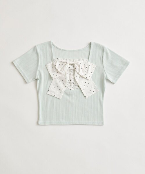 OLIVE des OLIVE（オリーブデオリーブ）の「リボン映え半袖トップス（Tシャツ/カットソー・レディース・ピンク/ブラック/トップグレー/ミント・FREE）」の12枚目の写真