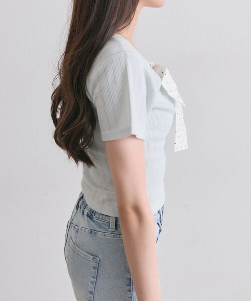 OLIVE des OLIVE（オリーブデオリーブ）の「リボン映え半袖トップス（Tシャツ/カットソー・レディース・ピンク/ブラック/トップグレー/ミント・FREE）」の14枚目の写真