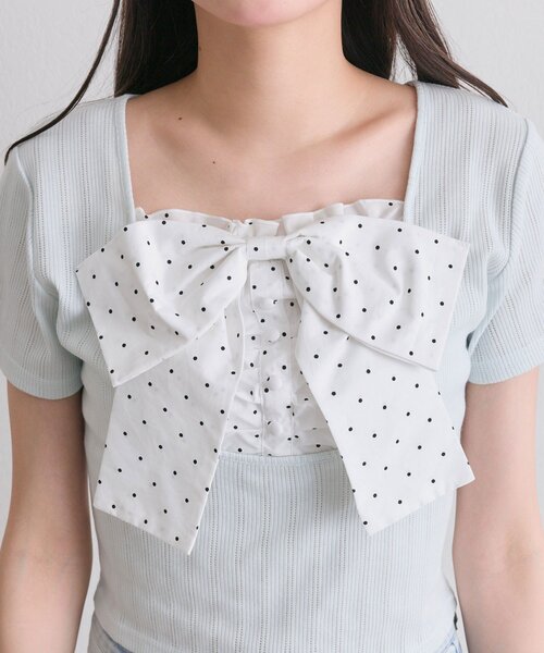 OLIVE des OLIVE（オリーブデオリーブ）の「リボン映え半袖トップス（Tシャツ/カットソー・レディース・ピンク/ブラック/トップグレー/ミント・FREE）」の16枚目の写真