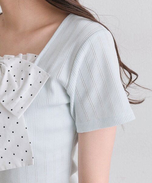 OLIVE des OLIVE（オリーブデオリーブ）の「リボン映え半袖トップス（Tシャツ/カットソー・レディース・ピンク/ブラック/トップグレー/ミント・FREE）」の18枚目の写真