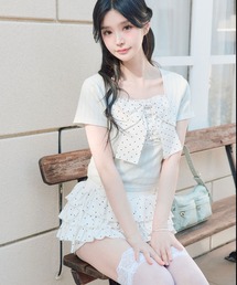 OLIVE des OLIVE（オリーブデオリーブ）の「リボン映え半袖トップス（Tシャツ/カットソー）」