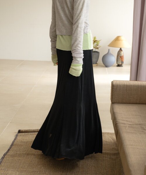 SHENERY(シーナリー)の「シアーリブフレアースカート(スカート・レディース・ブラック/ピンク・38/36)」の7枚目の写真